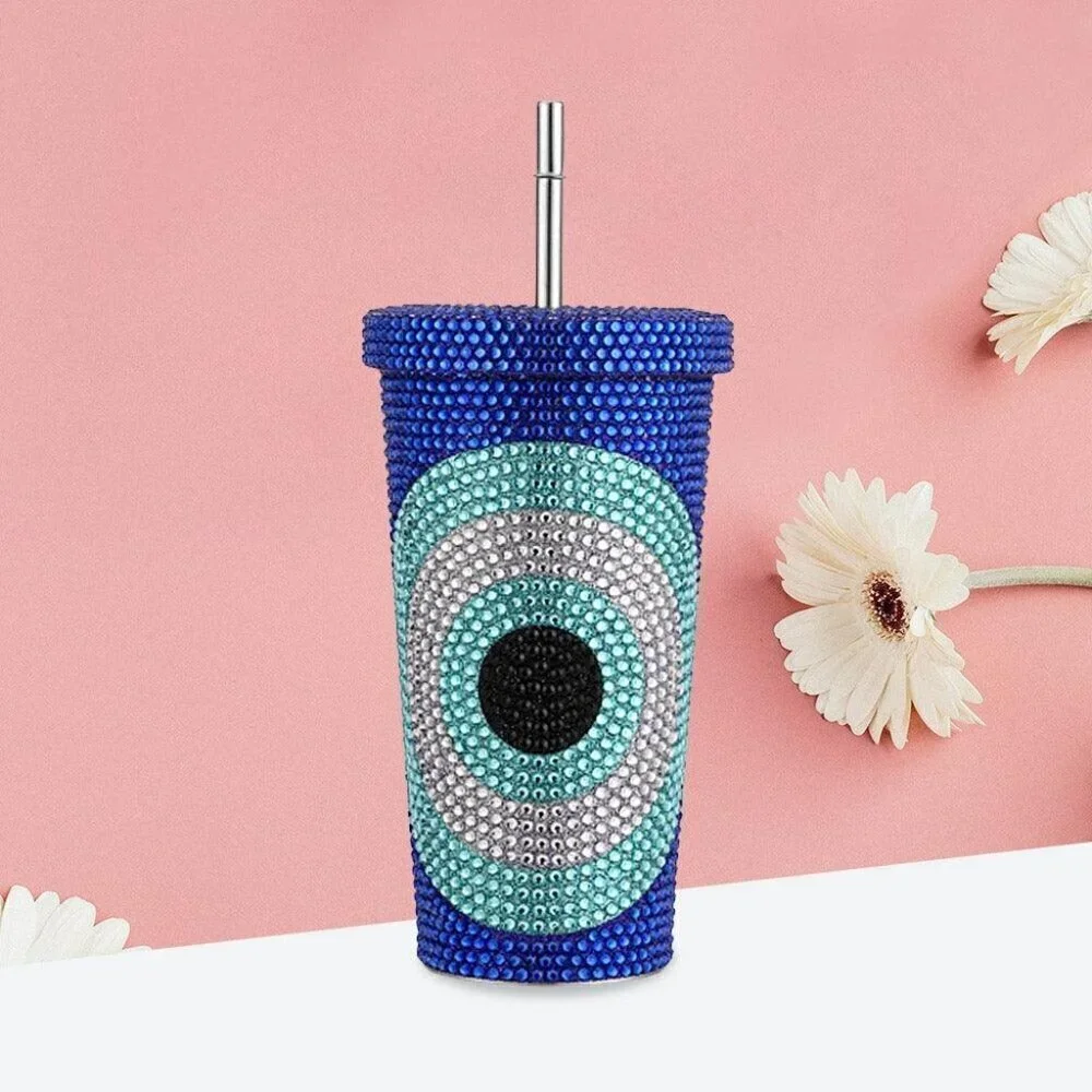 Bling Large Evil Eye Studded 17oz Stainless Steel Tumbler